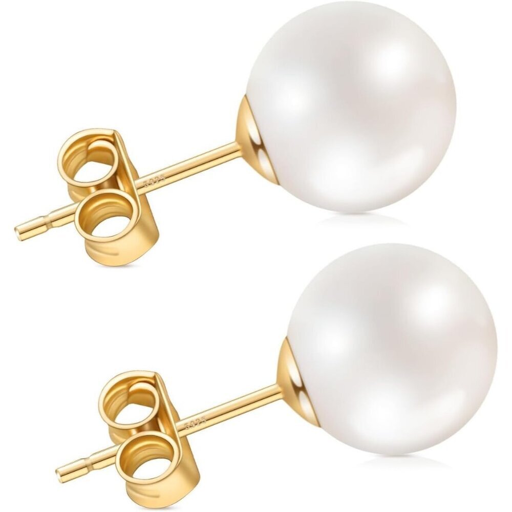 Women's Pearl Stud Earrings Handpicked Freshwater Pearl Hypoallergenic Silver